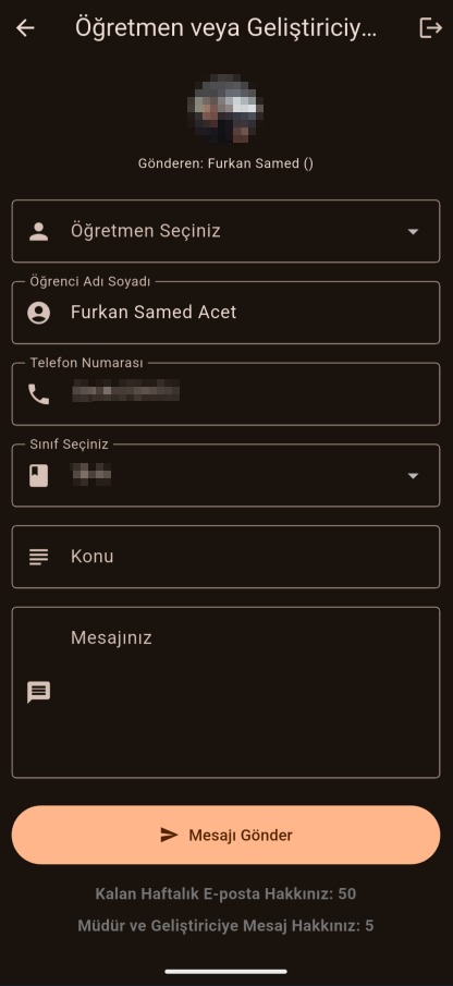 Mesaj Gönderme Ekranı